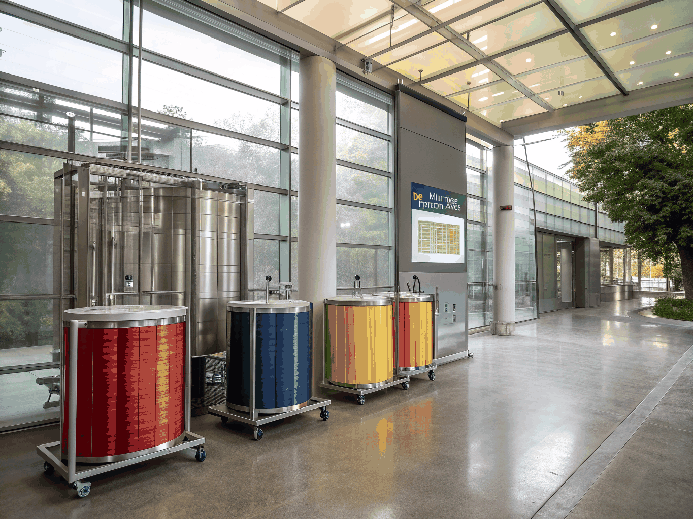 Modern dyeing vats in operation