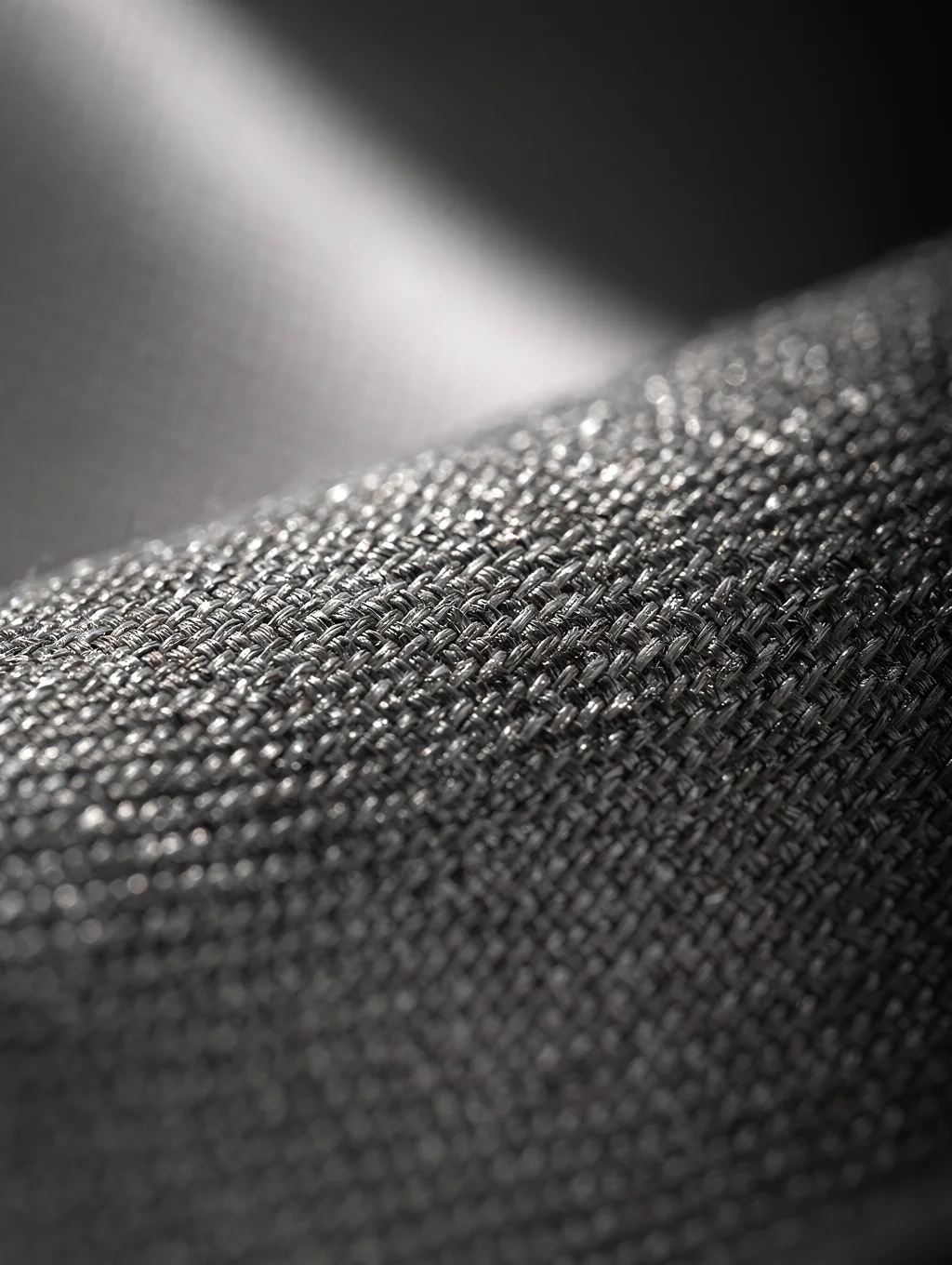 Close up of Taffeta fabric roll in the production facility